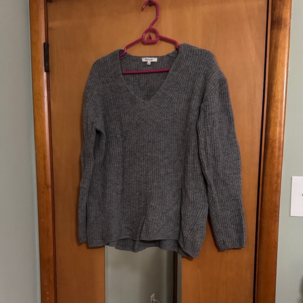 Madewell Charcoal V-Neck Women's Sweater